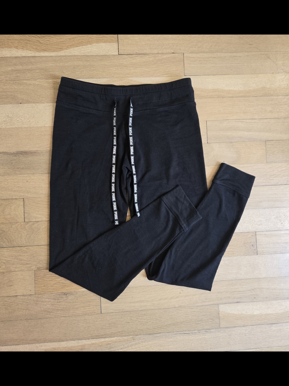 PINK Victoria's Secret Black Leggings With Branded Drawstring